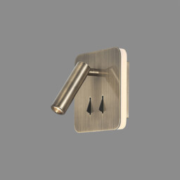 Cayman Square Wall + Reading Light, 6W + 3W LED, 3000K, 620lm Total, Individually Switched, Antique Brass, 3yrs Warranty - thumbnail 2