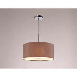 Baymont Polished Chrome 3 Light E27 Single Pendant With 40cm x 18cm x 18cm Dual Faux Silk Shade, Taupe/Halo Gold - thumbnail 2