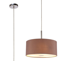 Baymont Polished Chrome 3 Light E27 Single Pendant With 40cm x 18cm x 18cm Dual Faux Silk Shade, Taupe/Halo Gold