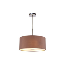 Baymont Polished Chrome 3 Light E27 Single Pendant With 40cm x 18cm x 18cm Dual Faux Silk Shade, Taupe/Halo Gold - thumbnail 5