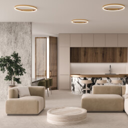 Rim LED Semi Flush Ceiling Light Brass 3000-4000K Dimmable - thumbnail 2