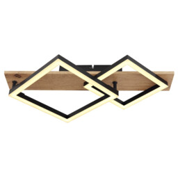 Beatrix Integrated LED Semi Flush Ceiling Light Matt Black Twin Square LED 3000K - thumbnail 3