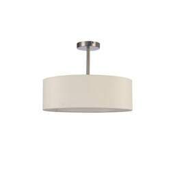 Baymont Satin Nickel 3 Light E27 Semi Flush Fixture, With 45cm x 15cm Faux Silk Shade, Ivory Pearl/White Laminate - thumbnail 5