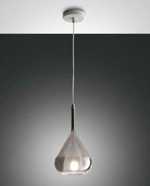 Lila Dome Pendant Ceiling Lights Transparent Grey Glass, E27
