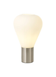 Corinth Narrow Table Lamp, 1 x E27, Satin Nickel, Opal Glass