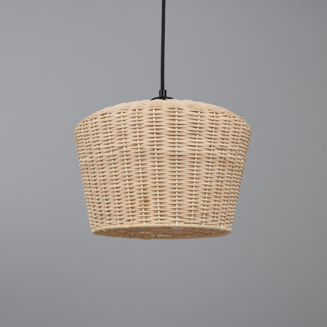 Manila Rattan Large Dome Pendant, Matt Black - image 1