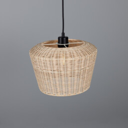 Manila Rattan Large Dome Pendant, Matt Black - thumbnail 2