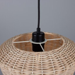 Manila Rattan Large Dome Pendant, Matt Black - thumbnail 5