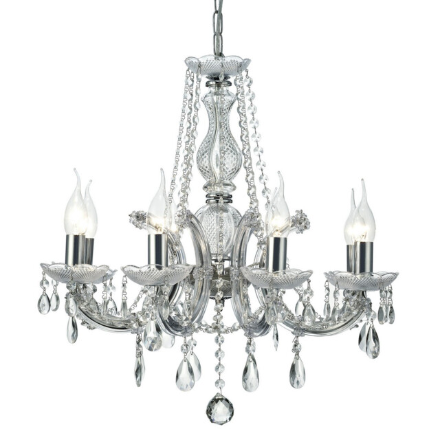 Gabrielle Chandelier Acrylic Sconce & Glass Crystal Droplets 8 Light E14 Polished Chrome Finish - image 1