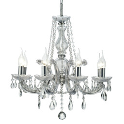 Gabrielle Chandelier Acrylic Sconce & Glass Crystal Droplets 8 Light E14 Polished Chrome Finish