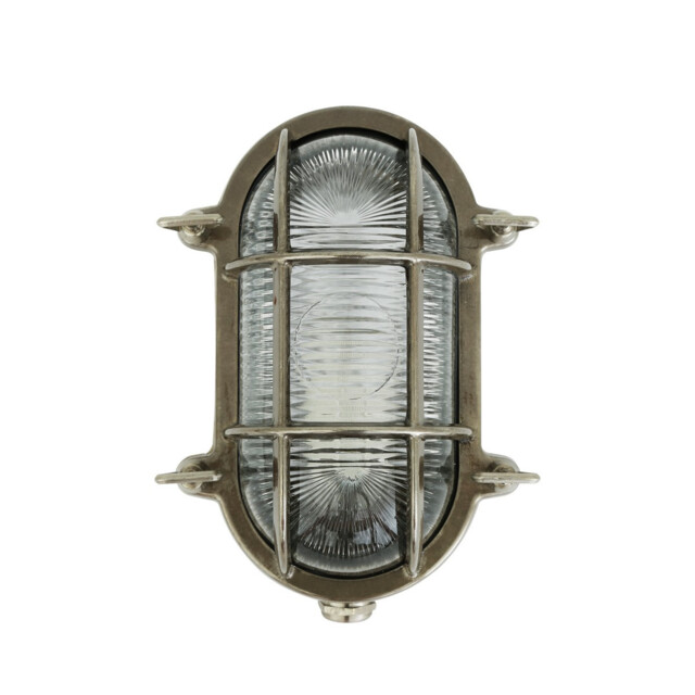 Ruben Outdoor Small Oval Bulkhead, Antique Silver, IP54 - image 1
