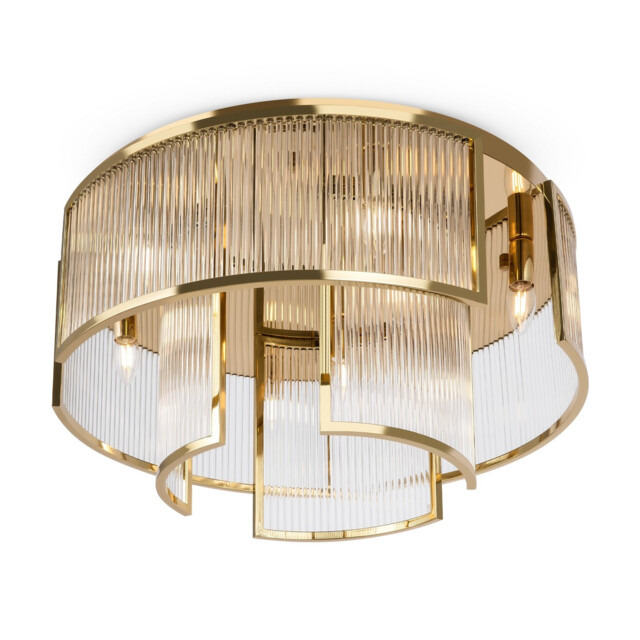 Frame Modern 65cm Cylindrical Ceiling Light Gold 9xE14 Glass Shade - image 1