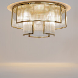 Frame Modern 65cm Cylindrical Ceiling Light Gold 9xE14 Glass Shade - thumbnail 2