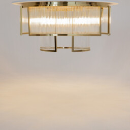 Frame Modern 65cm Cylindrical Ceiling Light Gold 9xE14 Glass Shade - thumbnail 5