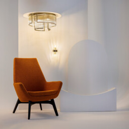 Frame Modern 65cm Cylindrical Ceiling Light Gold 9xE14 Glass Shade - thumbnail 3