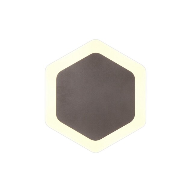 Altona Magnetic Base Wall Lamp, 12W LED 3000K 498lm, 15, 19cm Vertical Hexagonal Centre, Coffee, Acrylic Frosted Diffuser - image 1