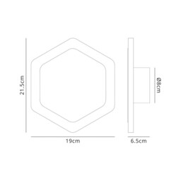 Altona Magnetic Base Wall Lamp, 12W LED 3000K 498lm, 15, 19cm Vertical Hexagonal Centre, Coffee, Acrylic Frosted Diffuser - thumbnail 2