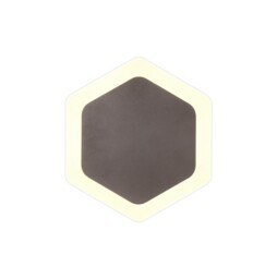 Altona Magnetic Base Wall Lamp, 12W LED 3000K 498lm, 15, 19cm Vertical Hexagonal Centre, Coffee, Acrylic Frosted Diffuser