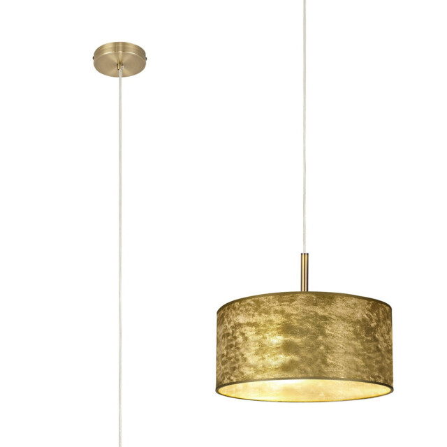 Baymont Antique Brass 3 Light E27 Single Pendant With 40cm x 18cm Gold Leaf Shade - image 1