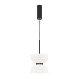 Kyoto Modern Slim Pendant Ceiling Light Black 3000K 1300lm White Shade - thumbnail 1