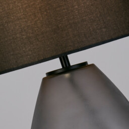Devon Table Lamp, Black Punched Glass with Black Linen - thumbnail 3