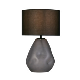 Devon Table Lamp, Black Punched Glass with Black Linen - thumbnail 1