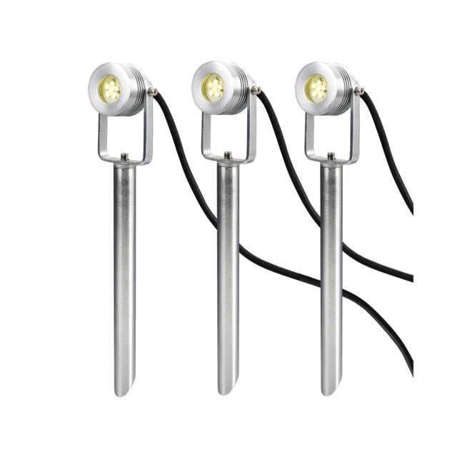 Spennymoor Starter kit including 3 x 12V Spotlights, 3 x Spikes, 6m cable & 12V Transformer, IP54 - image 1