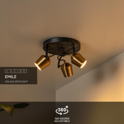 Emile Ceiling spotlight Ø23cm 3xGU10 - Matt Gold, Brass - thumbnail 2