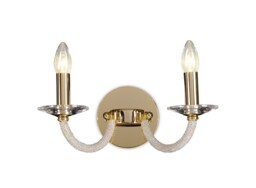 Elena Wall Lamp Switched 2 Candle Light Gold, Crystal - thumbnail 1