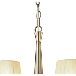 Tiffany Pendant 6+6 Light E14+G9, Antique Brass With Cream Shades & Clear Crystal - thumbnail 5