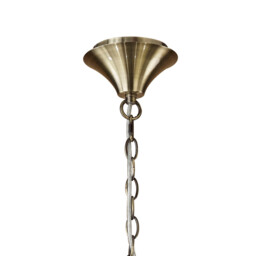 Tiffany Pendant 6+6 Light E14+G9, Antique Brass With Cream Shades & Clear Crystal - thumbnail 3