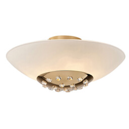 Amada Flush Ceiling 6 Light G9, French Gold/Opal White Glass