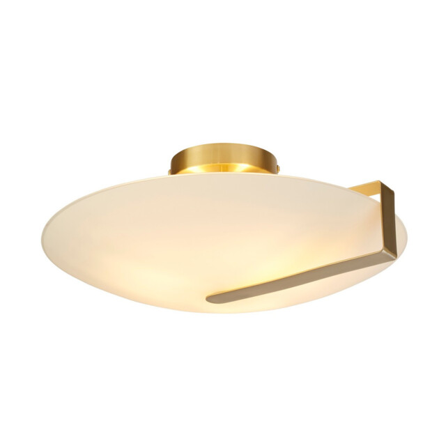 Sundial Flush Light Ceiling Light - Gold Metal & Frosted Glass - image 1
