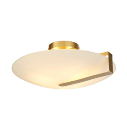 Sundial Flush Light Ceiling Light - Gold Metal & Frosted Glass