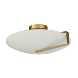 Sundial Flush Light Ceiling Light - Gold Metal & Frosted Glass - thumbnail 2