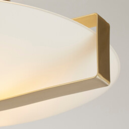 Sundial Flush Light Ceiling Light - Gold Metal & Frosted Glass - thumbnail 3