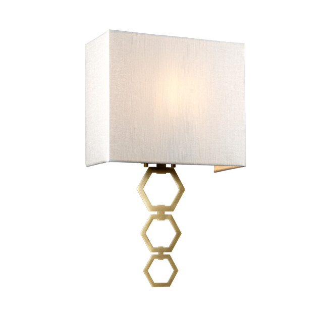 Ria Medium 1 Light Wall Light, Aged Brass, Ivory Faux Silk Shade - image 1