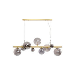 Marshall Linear Ceiling Pendant, 9 Light G9, Satin Gold, Smoke Plated Glass - thumbnail 5