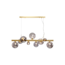 Marshall Linear Ceiling Pendant, 9 Light G9, Satin Gold, Smoke Plated Glass - thumbnail 1