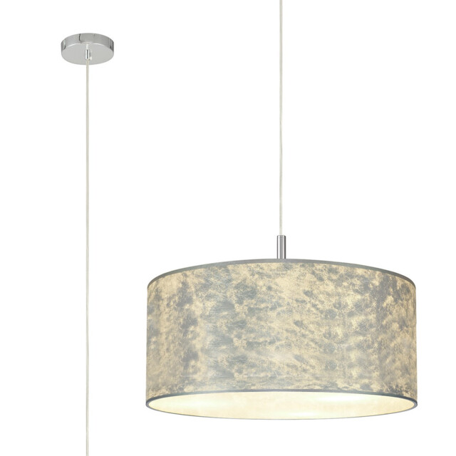 Baymont Polished Chrome 5 Light E27 Single Pendant With 60cm x 22cm Silver Leaf Shade - image 1