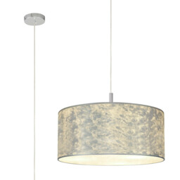 Baymont Polished Chrome 5 Light E27 Single Pendant With 60cm x 22cm Silver Leaf Shade