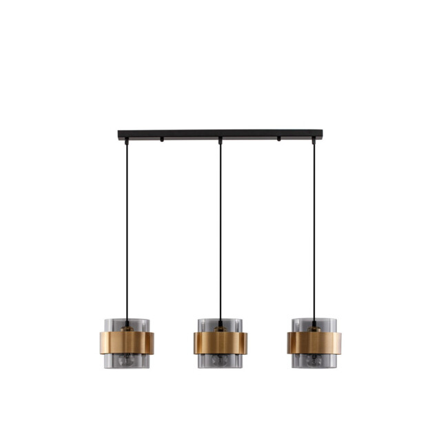 Sianna 3 Light Bar Pendant Ceiling Light Smoke Glass Brass Gold Metal LED E27 - image 1