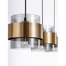 Sianna 3 Light Bar Pendant Ceiling Light Smoke Glass Brass Gold Metal LED E27 - thumbnail 5