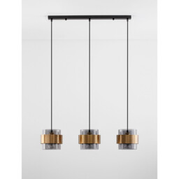 Sianna 3 Light Bar Pendant Ceiling Light Smoke Glass Brass Gold Metal LED E27 - thumbnail 3