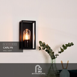 Carlyn Modern Wall Light Bathroom - 1xE14 - IP54 - Black - Special Offer - thumbnail 2