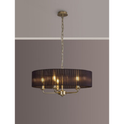 Banyan 5 Light Multi Arm Pendant With 60cm x 15cm Organza Shade Champagne Gold/Black - thumbnail 2