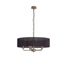 Banyan 5 Light Multi Arm Pendant With 60cm x 15cm Organza Shade Champagne Gold/Black - thumbnail 5