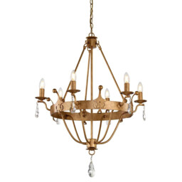 Windsor 6 Light Chandelier Gold Finish, E14 - thumbnail 1