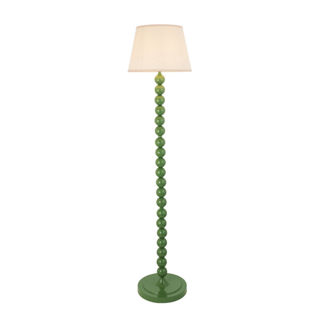 Higgledy Gloss Cotswold Green Paint Floor Lamp with Vintage White Fabric Ivy Shade 35cm E27 - image 1