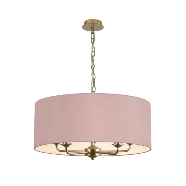 Banyan 5 Light Multi Arm Pendant With 60cm x 22cm Dual Faux Silk Fabric Shade Champagne Gold/Raw Cocoa - image 1